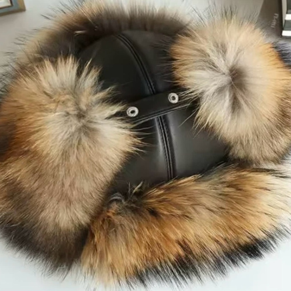 Genuine Tanuki Raccoon fur/leather hat. - Picture 4 of 4